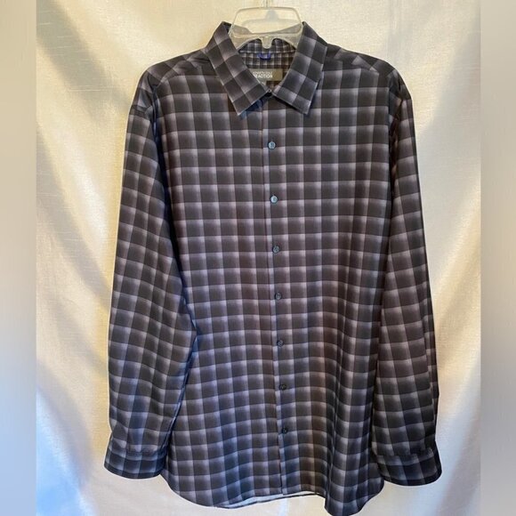 NWOT Kenneth  Cole Reaction Grey Scale Long Sleeve Dress Shirt Mens 17 1/2 34-35 - Picture 12 of 12